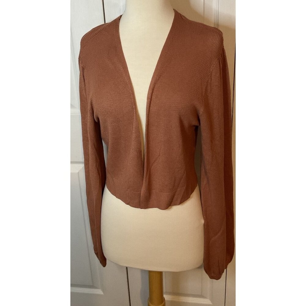Nine West Red Brown Rust Open Front Cardigan Sweater Size XL